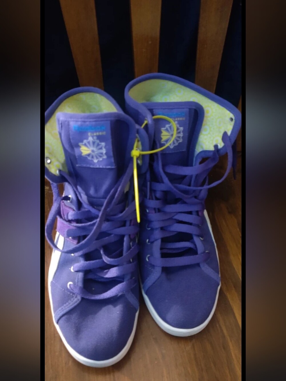 Reebok Kids Purple High-Top Sneakers with Yellow Accent